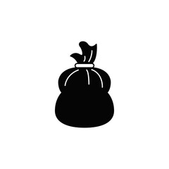 Garbage icon in black flat glyph, filled style isolated on white background