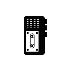 Fototapeta premium Dictaphone, voice recorder icon in black flat glyph, filled style isolated on white background