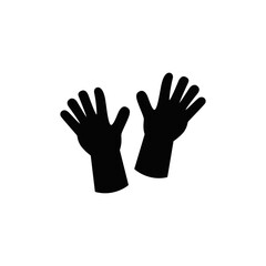 Rubber gloves icon in black flat glyph, filled style isolated on white background
