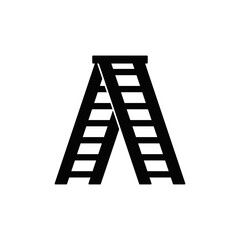 Ladder icon in black flat glyph, filled style isolated on white background