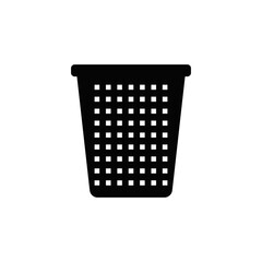 Laundry basket icon in black flat glyph, filled style isolated on white background