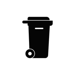 Trash bin, Garbage container icon in black flat glyph, filled style isolated on white background