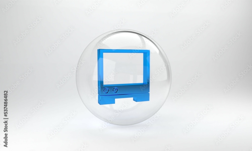 Aufkleber blue voice assistant icon isolated on grey background. voice control user interface smart speaker. g