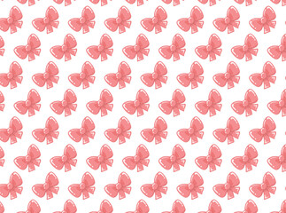 Cute pink ribbon seamless pattern vector for gift wrapping paper or fabric pattern.