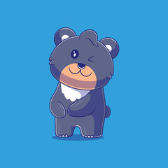 cute black bear illustration suitable for mascot sticker and t-shirt design