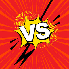 VS or Versus comic design isolated on transparent background. Vector comics book battle or fight VS letters of superhero duel or sport game competition with boom bubble of bomb explosion, burst clouds