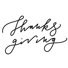 Hand drawn transparent lettering "thanksgiving"