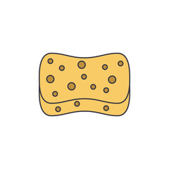 Washing sponge icon in color, isolated on white background 
