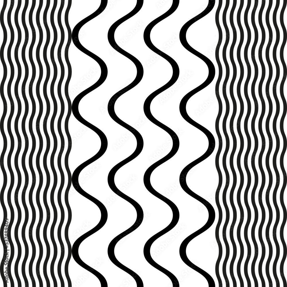 Fototapete Modern abstract geometric contemporary vector seamless diagonal pattern with simple elements and shapes. Graphic black and white minimalist background.