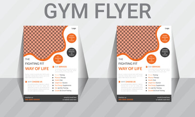 Gym flyer design layout, vector banner design template, Vertical advertising banner for sports, gym,  and personal trainer. design for business and advertising, a sample template for the gym.
