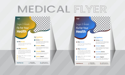 Medical banner design template, modern vector flyer template , printing, presentation and brochure.