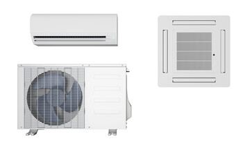 Air conditioners with transparent background 3d