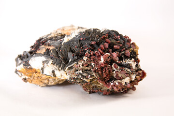 Geological natural minerals Vanadinite. Photo of natural stones. Vanadium