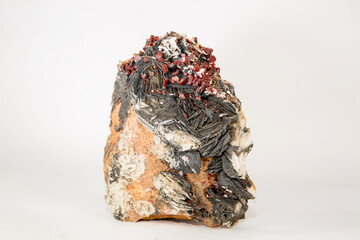 Geological natural minerals Vanadinite. Photo of natural stones. Vanadium