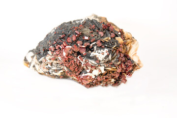 Geological natural minerals Vanadinite. Photo of natural stones. Vanadium