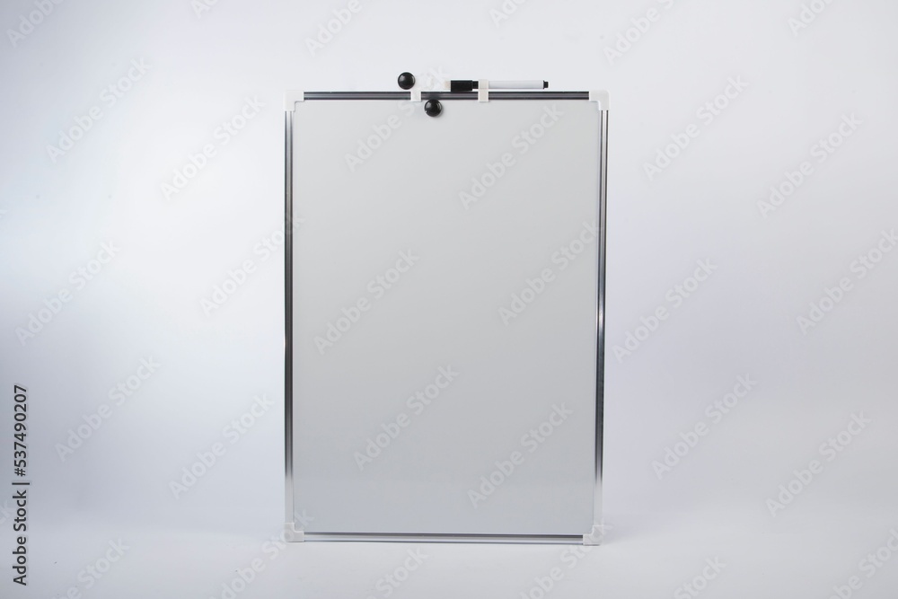 Aufkleber rectangle whiteboard with a marker isolated on a gray background
