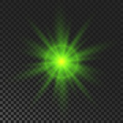 Green glowing sparkling star