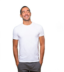 Happy young man laughing