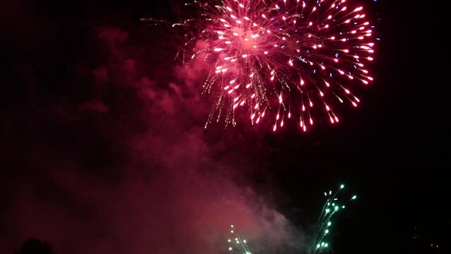 The motion of firework display on Canada day to celebrate Canada's 150 years