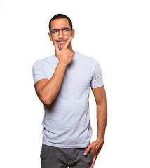 Concerned young man making a gesture of doubt