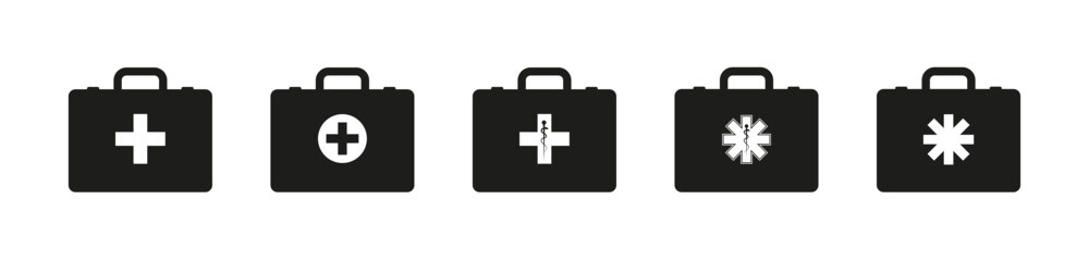 Medical briefcase icons vector. Simple First-aid kit icon, medical symbol. Icons isolated on white background. eps10