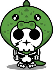 vector illustration of mascot costume cartoon character animal man crocodile cute skull