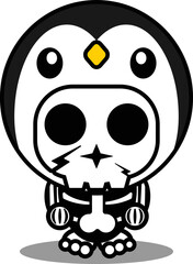 vector illustration of mascot costume cartoon character animal man penguin cute skull