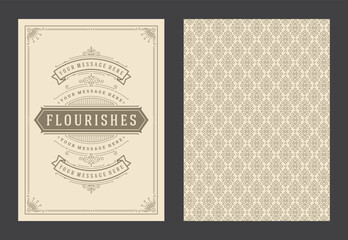Vintage ornament greeting card calligraphic ornate swirls and vignettes frame design vector template
