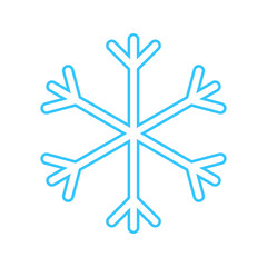 Simple snowflake made of blue lines. Festive decoration for New Year and Christmas, symbol of winter, element for design. Vector illustration