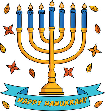 hanukkah menorah with blue candles clip art preview