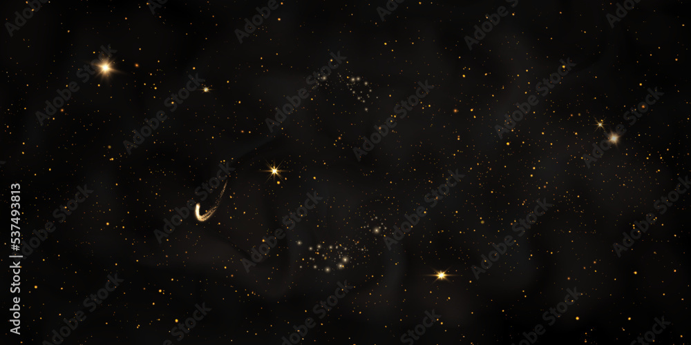 Poster Stars and stardust in an infinite universe. a twinkling star on a background of dark space. vector