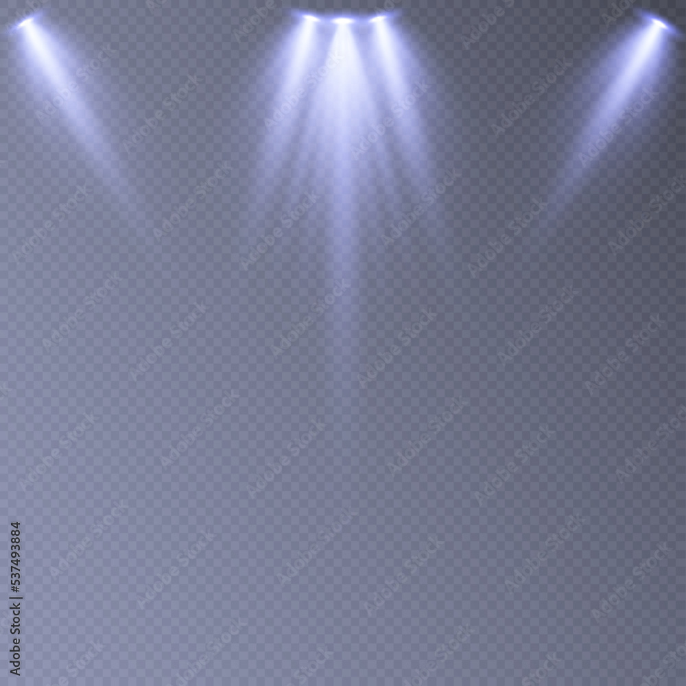 Aufkleber light decor elements with transparent light spotlight beams for highlighting on a transparent backgr