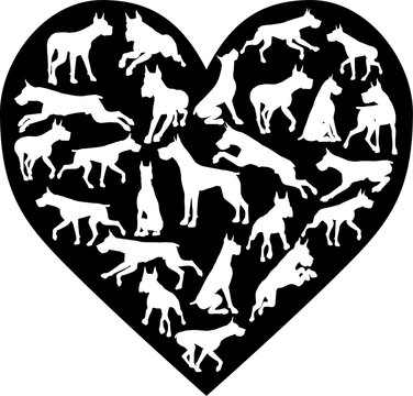 recommend clip art: Great Dane Dog Heart Silhouette Concept