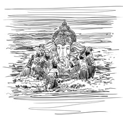 Lord Ganesh Chaturthi illustration artwork. Festival of India