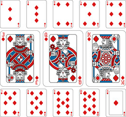 Playing Cards Diamonds Red Blue and Black - obrazy, fototapety, plakaty