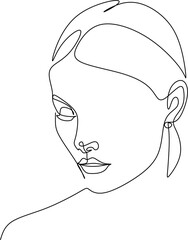 Surreal Faces Continuous line, drawing of set faces and hairstyles, fashion concept, woman's beauty, minimalist, vector illustration, pretty sexy. Take care of yourself.