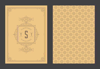 Vintage ornament greeting card calligraphic ornate swirls and vignettes frame design vector template