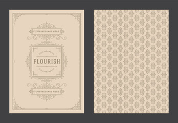 Vintage ornament greeting card calligraphic ornate swirls and vignettes frame design vector template