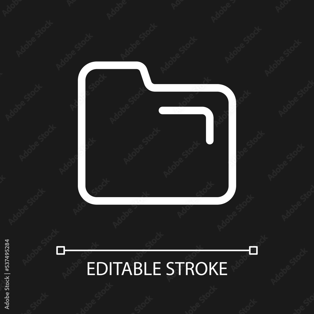 Poster folder pixel perfect white linear ui icon for dark theme. files storage. digital information. vector