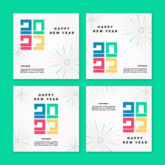Happy new year 2023 feed ig and greetings card templates