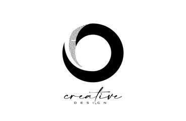 O Letter Logo Design with Creative letter O made of Black text font Texture Vector