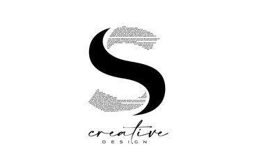 S Letter Logo Design with Creative letter S made of Black text font Texture Vector