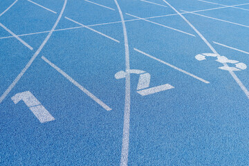 Blue running track and numerals