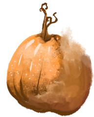 Orange grunge Pumpkin, hand-drawn illustration, PNG with transparent background for holiday design, food - 537499420