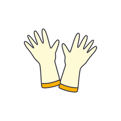 Cleaning gloves rubber icon in color, isolated on white background 