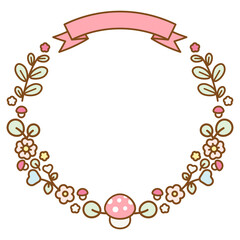 frame with mushrooms  and flowers