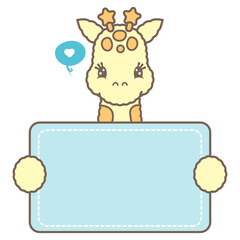 cute giraffe holding a frame