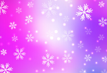 Naklejka na ściany i meble Light Purple, Pink vector background with beautiful snowflakes, stars.