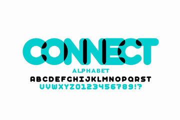 Connected letters style font design, alphabet letters and numbers vector illustration