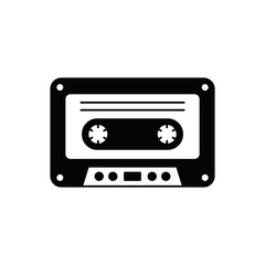 cassettes icon  in black flat glyph, filled style isolated on white background